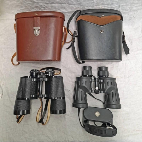 2116 - CASED CARL ZEISS 10 X 50 BINOCULARS & CASED SWIFT DERBY 7.5 X 42 BINOCULARS