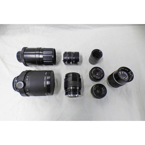 2155 - SELECTION OF CAMERA LENSES TO INCLUDE SIGMA MIRROR - TELEPHOTO 600MM, PENTACON PRAKTICAR 50MM, PANAG... 