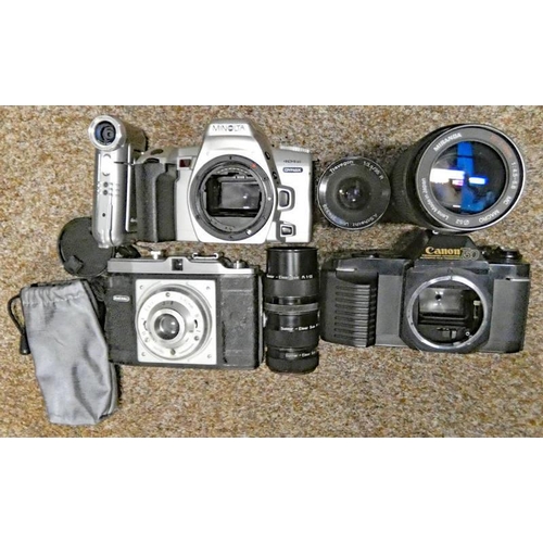 2167 - CANON T50 CAMERA WITHOUT LENS, DACORA DIGNA CAMERA WITH 80MM LENS, MINOLTA 404SI DYNAX CAMERA WITHOU... 