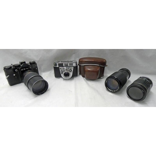 2171 - ZENIT TTL 35MM FILM SLR CAMERA, MADE IN USSR IN 1980'S, WITH PRINZFLEX JAPANESE MADE 200MM LENS, ALS... 