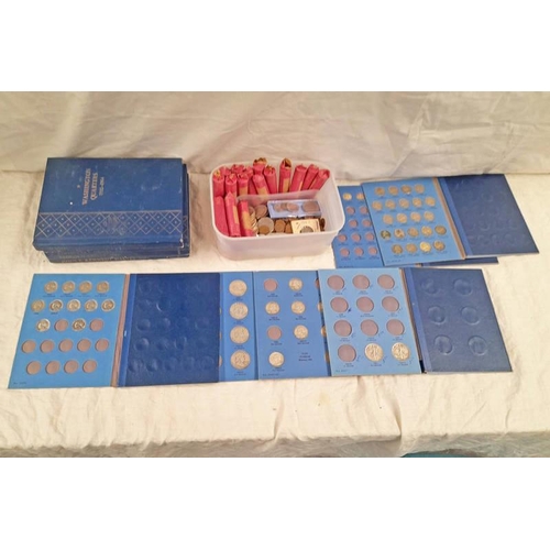 2260 - SELECTION OF VARIOUS USA COINAGE TO INCLUDE 20 ROLLS OF ONE CENT COINS, 10 WHITMAN ALBUMS INCLUDING ... 