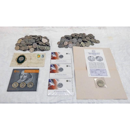 2302 - 3 X 2013 UK GEORGE & THE DRAGON £20 FINE SILVER COINS, 2016 UK SHAKESPEARE £2 THREE-COIN BRILLIANT U... 