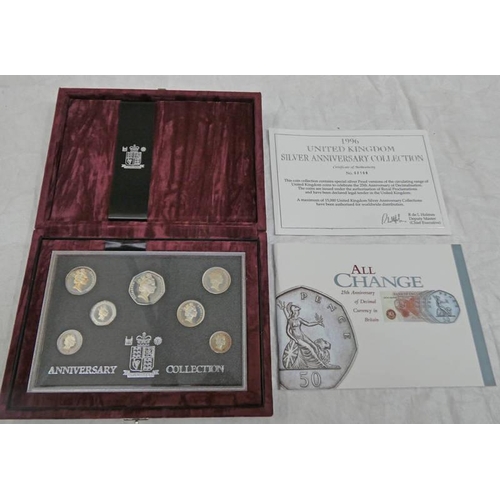 2307 - 1996 ROYAL MINT UK SILVER ANNIVERSARY COLLECTION 7- COIN SET, IN CASE OF ISSUE WITH C.O.A.