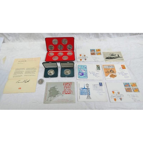 2312 - 1977 40TH ANNIVERSARY AIR CANADA ROYAL CANADIAN MINT SILVER 10-MEDAL SET, IN CASE OF ISSUE, WITH C.O... 