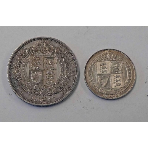 2319 - 1887 VICTORIA HALFCROWN AND 1891 VICTORIA SHILLING