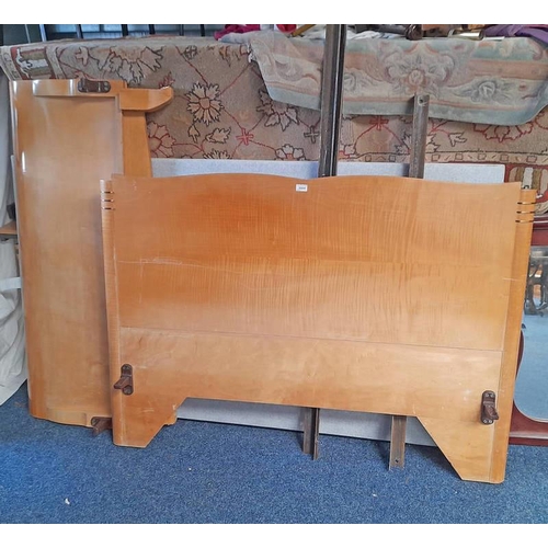 5505 - ART DECO MAPLE BED FRAME. TOTAL WIDTH 151 CM