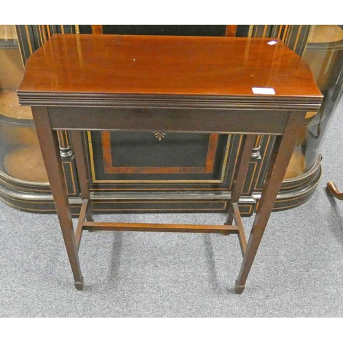 5515 - MAHOGANY FLIP-TOP TEA TABLE ON SQUARE TAPERED SUPPORTS, 60CM WIDE