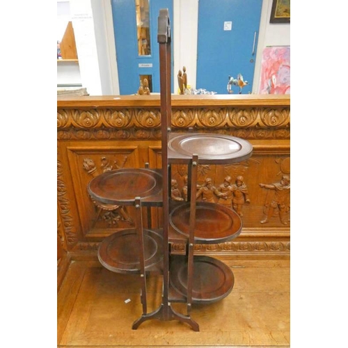 5517 - 5 TIER MAHOGANY FOLDING CAKESTAND