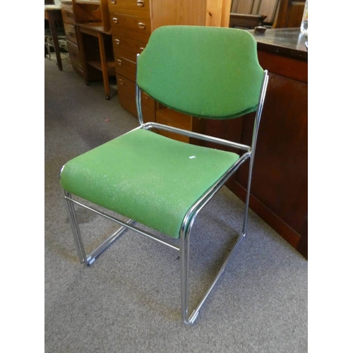 544 - PAIR OF CHROME & FABRIC STACKABLE CHAIRS