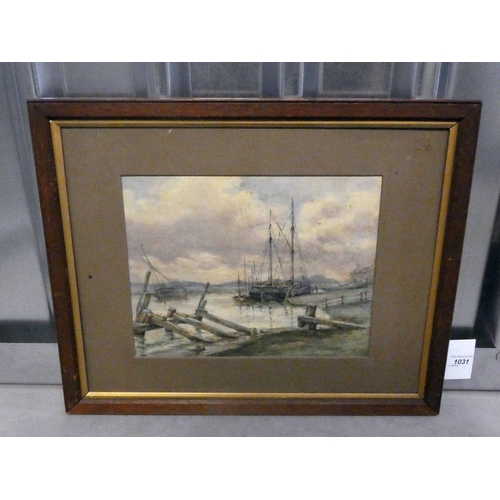 1031 - S GEORGES 1911,  TENDING TO THE BOATS SIGNED  FRAMED WATERCOLOUR 26 X 33 CM