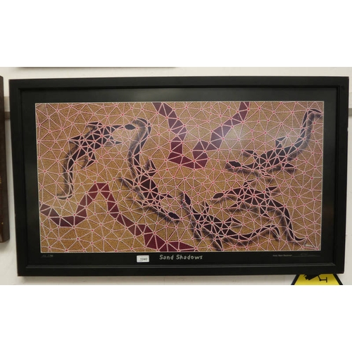 1040 - MARK BLACKMAN SAND SHADOWS 13/750 SIGNED WITH CERTIFICATE OF AUTHENTICATION FRAMED ABORIGINAL PRINT ... 