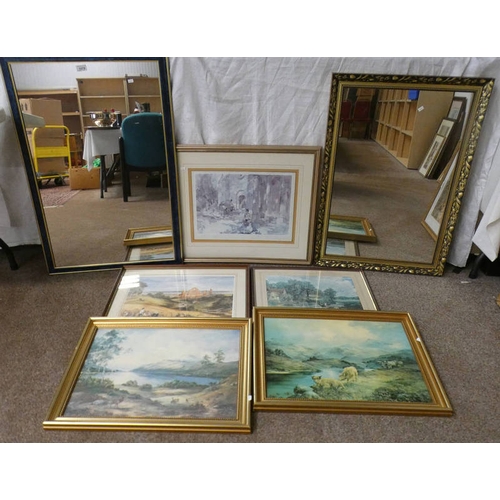 1079 - SELECTION OF FRAMED PRINTS TO INCLUDE : S. CHRISTIE, OLD ARBROATH - 1740, SIGNED , W. RUSSELL FLINT,... 