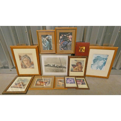 1098 - SELECTION OF FRAMED PRINTS, PICTURE FRAMES ETC. LARGEST : 20 CM X 28 CM