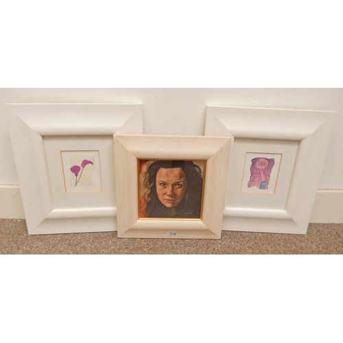 1118 - LYNN MORRISON, ANGIE, FRAMED ACRYLIC, TOGETHER WITH PAUL T.E. THORBURN, 'FLOATED GERBERA AND FLOATED... 