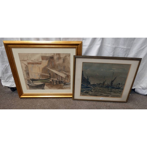 1129 - STANLEY R WILSON 'SHADEWELL IN THE EAST' SIGNED FRAMED WATERCOLOUR 43 CM X 52 CM TOGETHER WITH COLOU... 