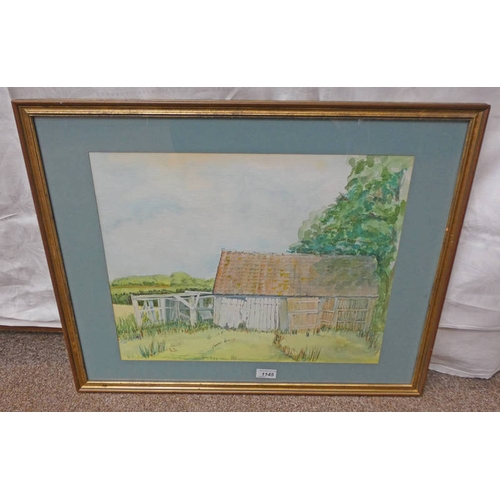 1145 - G M JACKSON THE OLD BARN SIGNED FRAMED WATERCOLOUR 39.5 X 48.5 CM