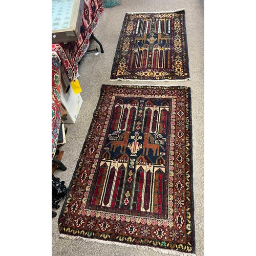 1425 - TWO SIMILAR MIDDLE EASTERN RUGS, 140 X 90 CM