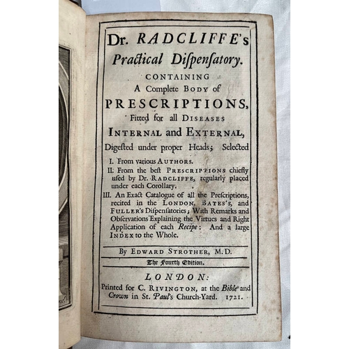 2086 - DR. RATCLIFFE'S PRACTICAL DISPENSATORY BY EDWARD STROTHER, FULLY LEATHER BOUND - 1721