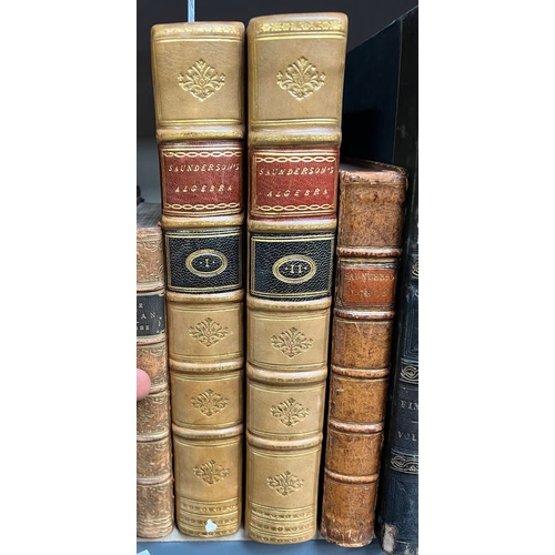 2093 - THE ELEMENTS OF ALGEBRA, IN TEN BOOKS BY NICHOLAS SAUNDERSON, IN 2 FULLY LEATHER BOUND VOLUMES - 174... 