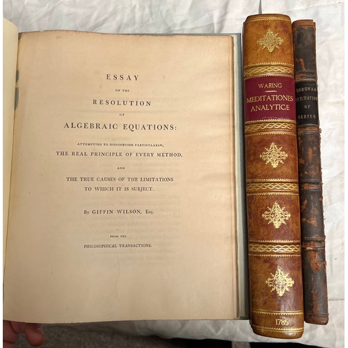 2112 - MEDITATIONES ANALYTICAE BY EDUARDO WARING, FULLY LEATHER BOUND - 1785, ESSAY ON THE RESOLUTION OF AL... 