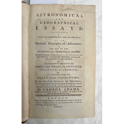 2158 - ASTRONOMICAL AND GEOGRAPHICAL ESSAYS BY GEORGE ADAMS, QUARTER LEATHER BOUND - 1790