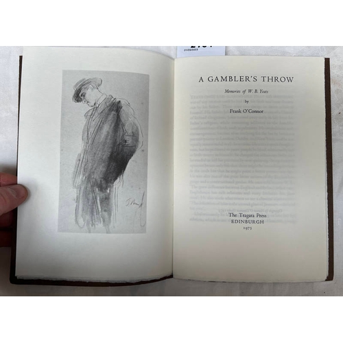 2184 - A GAMBLER'S THROW, MEMORIES OF W.B. YEATS BY FRANK O'CONNOR, PRINTED AT THE TRAGARA PRESS, LIMITED E... 