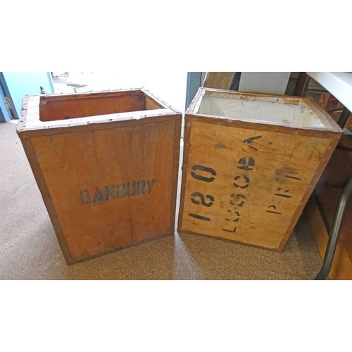 6161 - TEA CHEST STAMPED BANBURY & ONE OTHER TEA CHEST