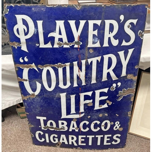 1000 - ENAMEL SIGN ''PLAYERS COUNTRY LIFE TOBACCO & CIGARETTES'' 107 X 76CM