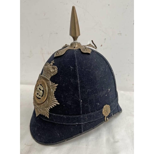 1023 - OTHER RANKS BLUE CLOTH HELMET TO THE ROYAL WEST SURREY REGIMENT, BLUE CLOTH COVERED SKULL WITH BRASS... 