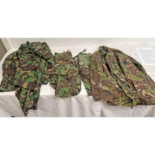 1055 - BRITISH MILITARY WOODLAND PATTERN JACKETS, TROUSERS, ETC