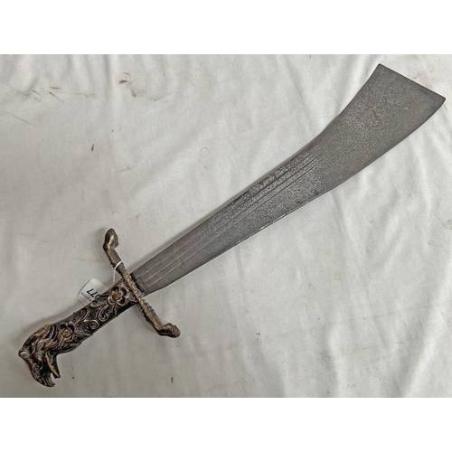 1077 - ORNAMENTAL SWORD WITH LARGE 48CM LONG BLADE WITH A CAST EAGLE HEADED GRIP