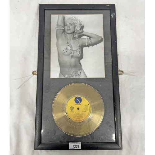 1231 - FRAMED RECORD 'JUSTIFY MY LOVE' & FRAMED PHOTOGRAPH OF MADONNA