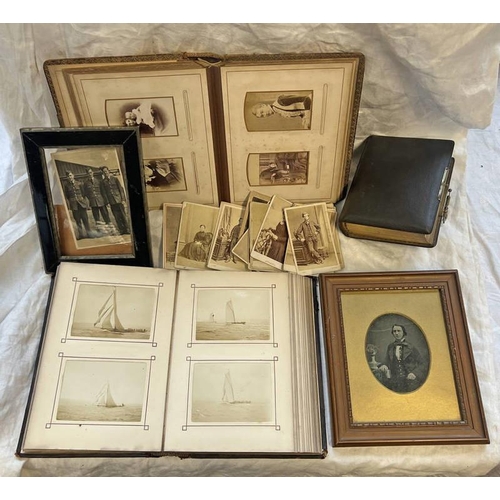 1234 - TWO LEATHER BOUND CABINET CARD ALBUMS WITH SOME CONTENTS, LEATHER BOUND BLACK & WHITE PHOTOGRAPHY AL... 