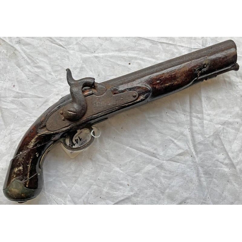 1416 - PERCUSSION HEAVY DRAGOON PISTOL WITH 8.75 INCH BARREL, .750 CALIBRE ENGRAVED LOCK STAMPED TOWER, FUL... 