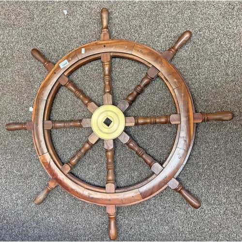 1448 - SHIPS WHEEL WITH TURNED SPINDLES, 87CM ACROSS