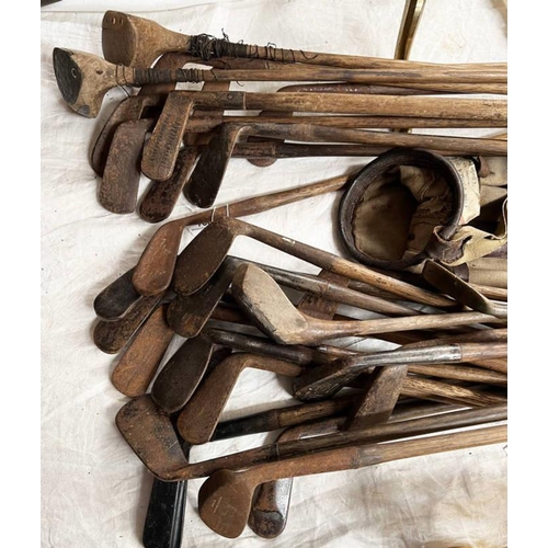 1636 - SELECTION OF HICKORY SHAFTED GOLF CLUBS TO INCLUDE THE UNBREAKABLE PUTTER, STEWART ST ANDREWS 1 IRON... 