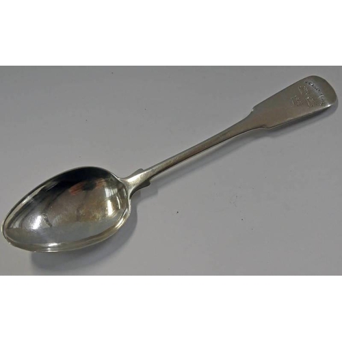 26 - 19TH CENTURY SCOTTISH PROVINCIAL SILVER FIDDLE PATTERN TEASPOON BY POZZI & STEWART OF ELGIN CIRCA 18... 