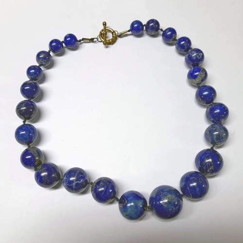 32 - LAPIS LAZULI BEAD NECKLACE - 65CM LONG, 334G