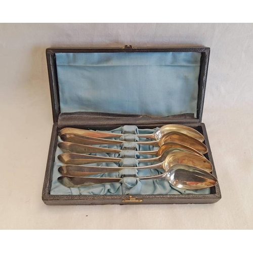 45 - SET OF 6 GEORGE III SCOTTISH SILVER TEASPOONS BY ALEX ZEIGLER, EDINBURGH CIRCA 1790 - 65G BOXED