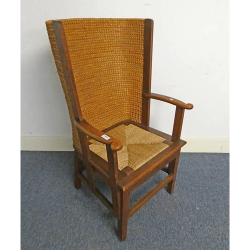 5001 - OAK FRAMED ORKNEY ARMCHAIR WITH ROPEWORK BACK & SEAT