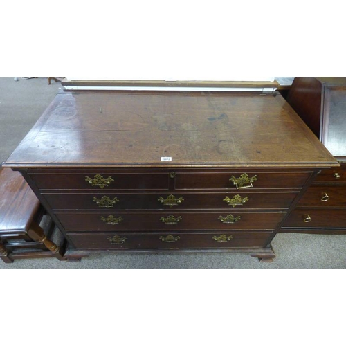 5072 - 19TH CENTURY MAHOGANY MULE CHEST WITH LIFT-TOP OVER 2 GRADUATED DRAWERS, 84CM TALL X 124CM LONG