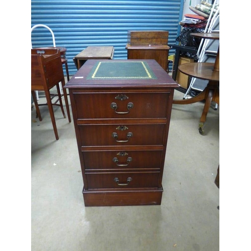 5172 - MAHOGANY 4-DRAWER CHEST WITH LEATHER INSET TOP - 79CM TALL