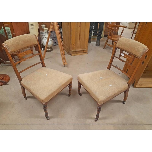 5179 - PAIR OF LATE 19TH CENTURY INLAID ROSEWOOD CHAIRS ON TURNED SUPPORTS.