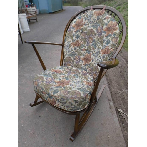 5288 - ERCOL ELM SPAR BACK ROCKING CHAIR