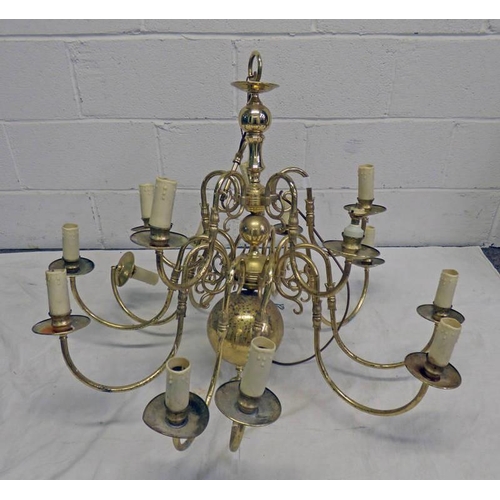 5356 - MULTI BRANCH BRASS CHANDELIER. HEIGHT 78 CMS