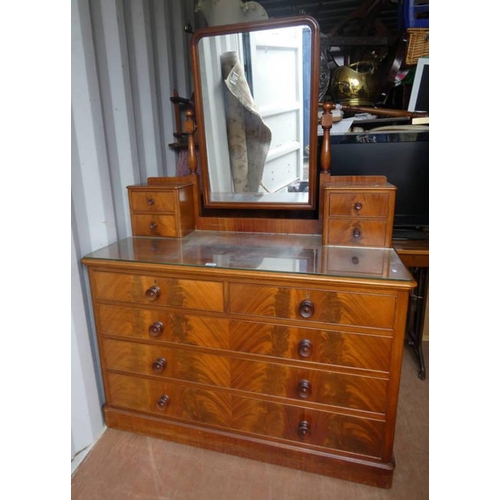 5360 - 19TH CENTURY MAHOGANY DRESSING CHEST WITH MIRROR & 4 FRIEZE DRAWERS OVER BASE WITH 4 DRAWERS.  124 C... 