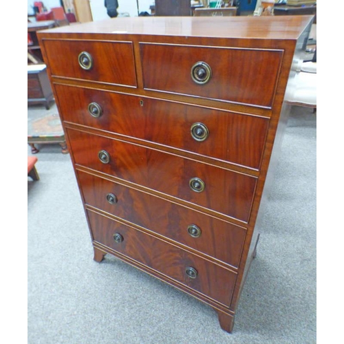 5502 - 20TH CENTURY MAHOGANY CHEST OF 2 SHORT OVER 4 LONG GRADUATED DRAWERS ON SPLAYED SUPPORTS, 116CM TALL... 