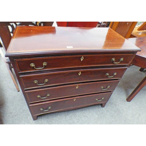 5536 - LATE 19TH CENTURY INLAID MAHOGANY CHEST OF 4 GRADUATED DRAWERS, 84CM TALL X 92CM WIDE