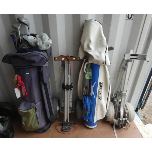 6006 - SLAZENGER GOLF BAG WITH SELECTION OF WILSON CLUBS & OTHER GOLF BAG WITH CLUBS AND 2 CADDYS