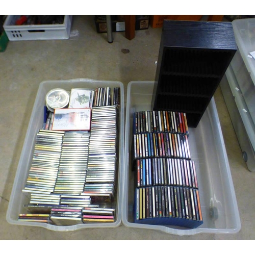 6056 - 2 BOXES OF CD'S & MUSIC VIDEOS TO INCLUDE ARTIST SUCH AS THE RED HOT CHILLI PEPPERS, BOB MARLEY, THE... 